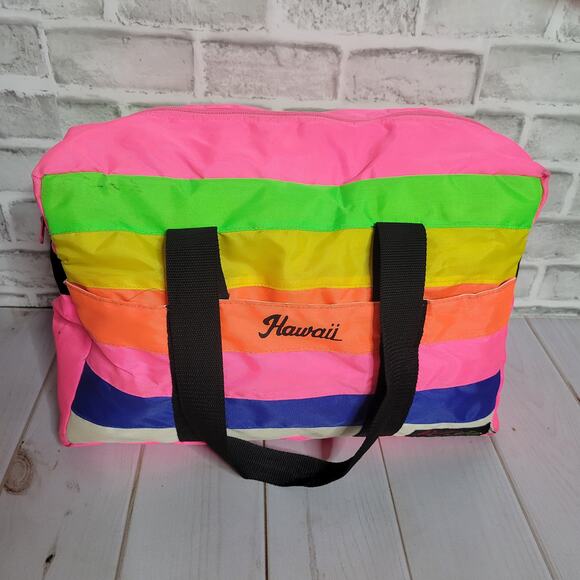 Vintage 80s 90s Hawaii Michael Parks Neon Soft Cooler Bag - Picture 2 of 8